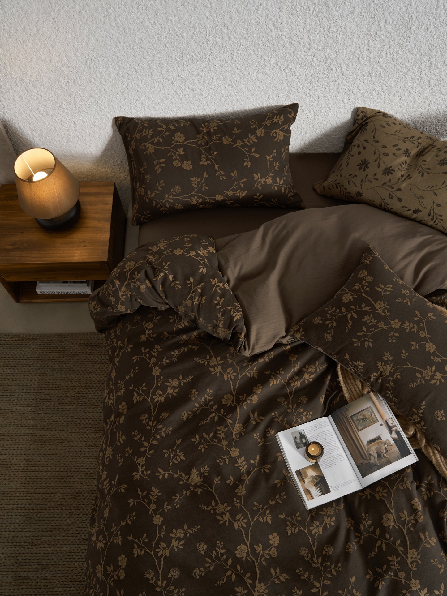 Brown Floret Bedding Set