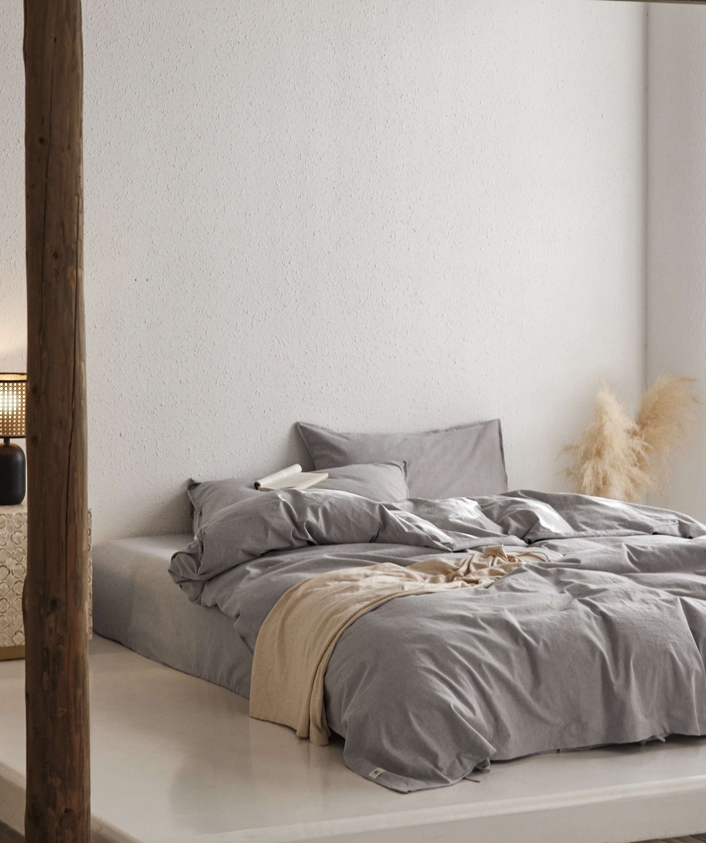 Grey Linen Bedding Set