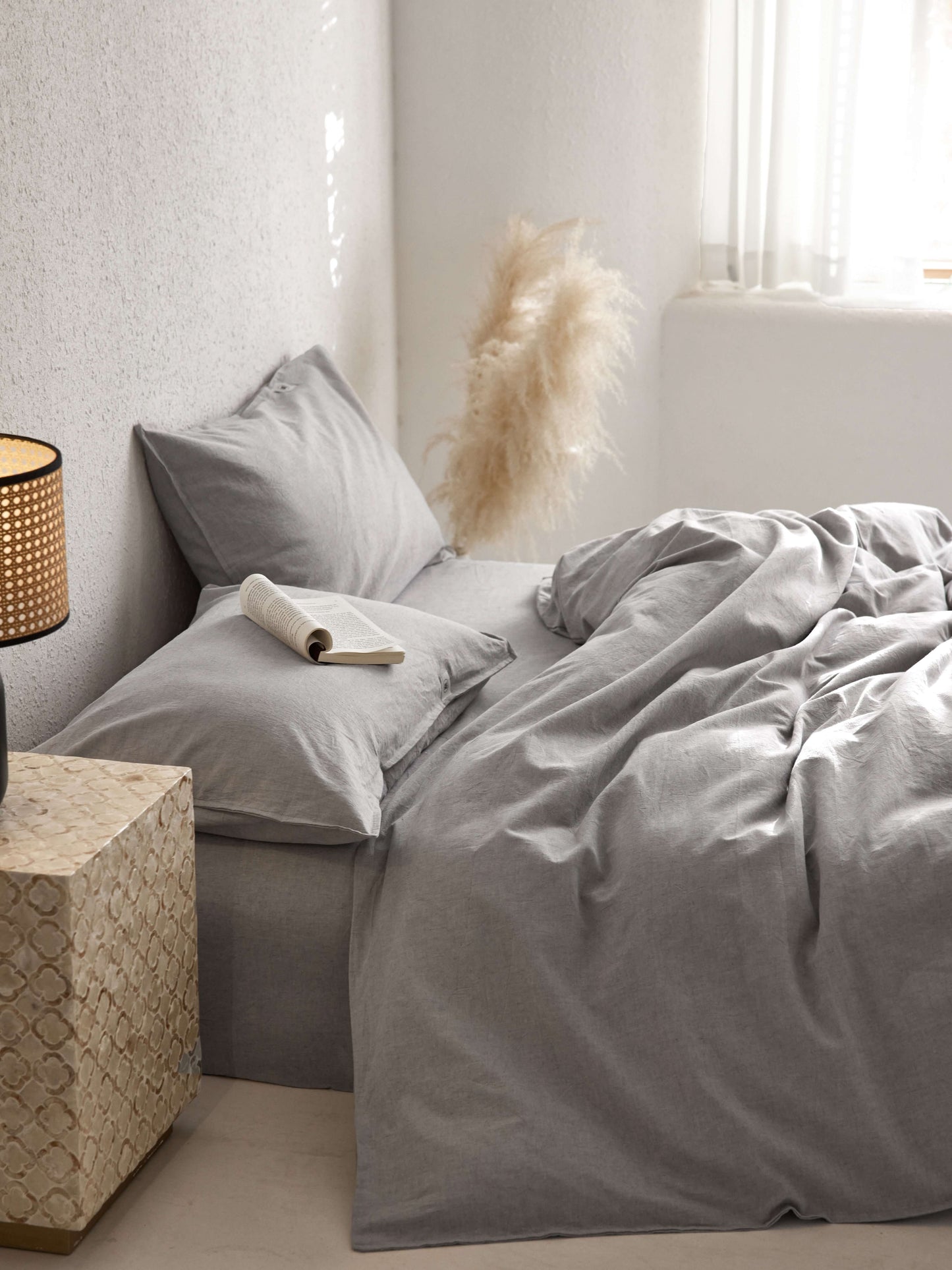Grey Linen Bedding Set
