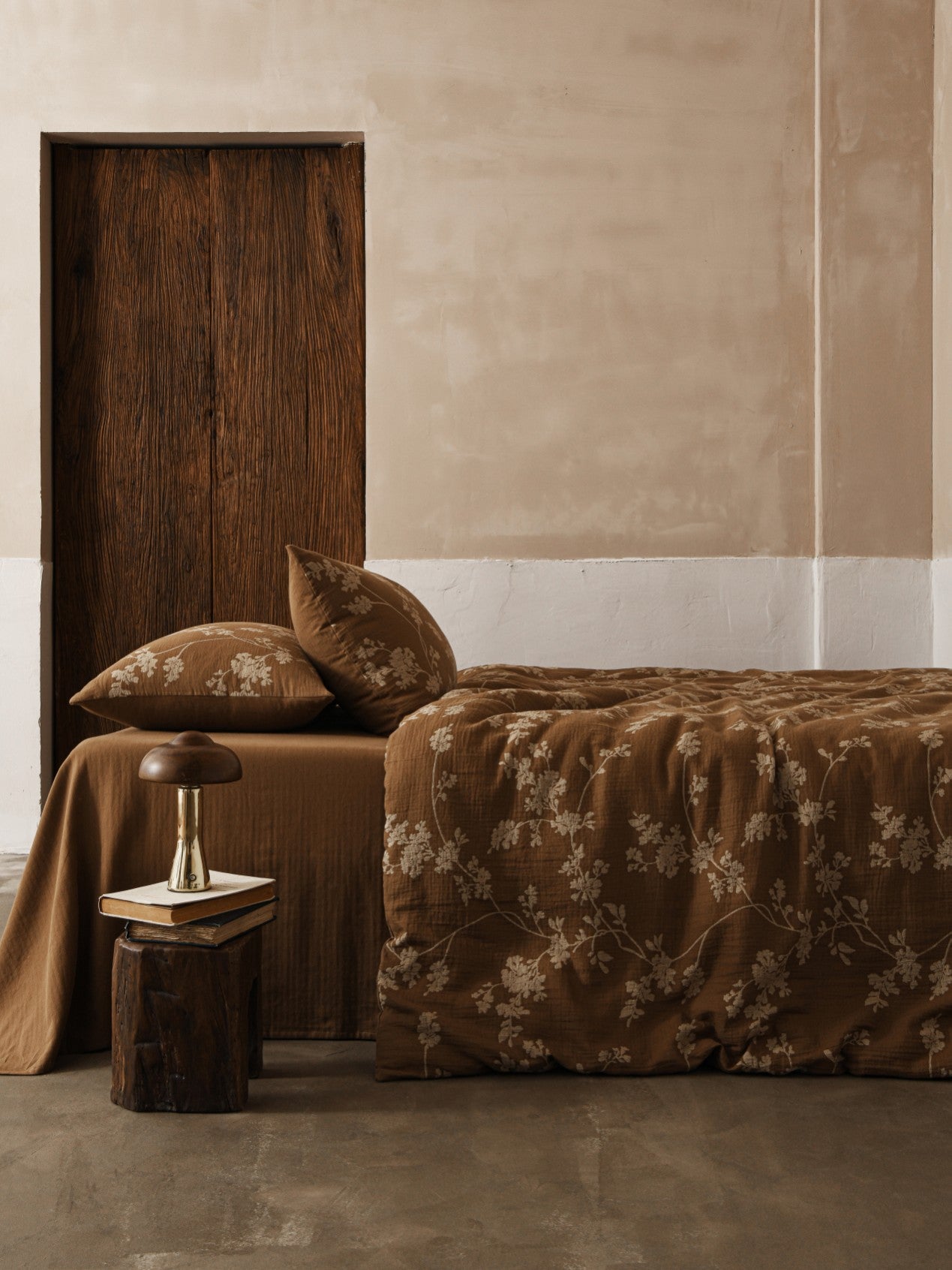 Brown Floral Bedding Set