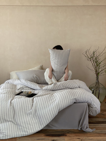 Grey Stripe Bedding Set