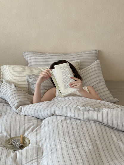 Grey Stripe Bedding Set