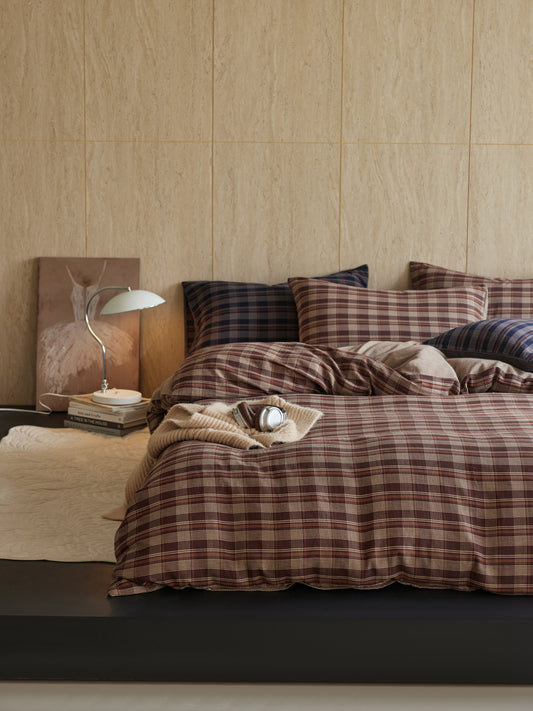 Brown Plaid Bedding Set