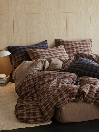 Brown Plaid Bedding Set
