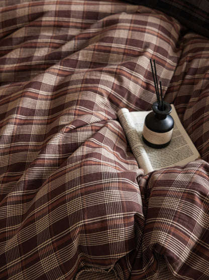 Brown Plaid Bedding Set