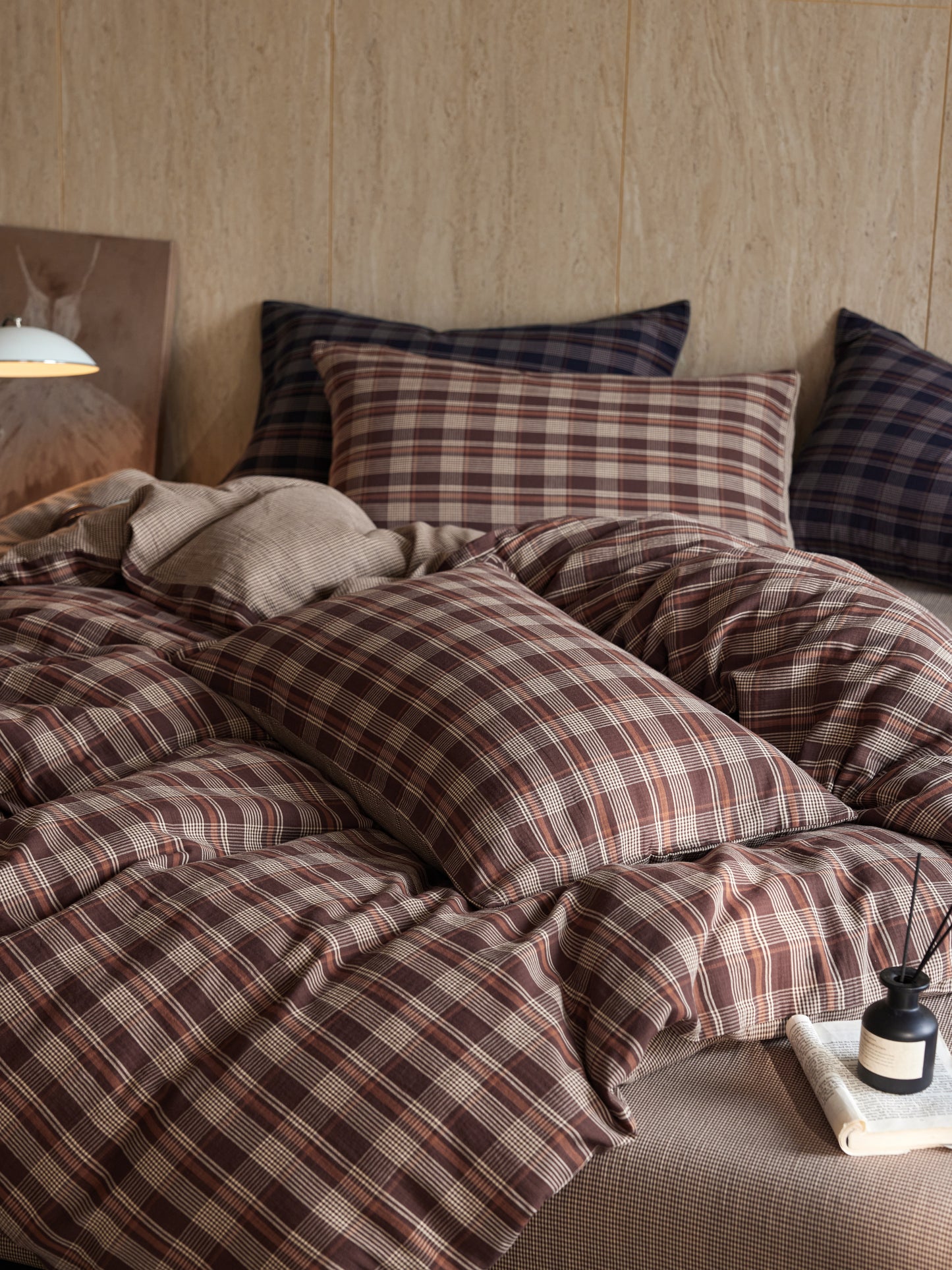 Brown Plaid Bedding Set