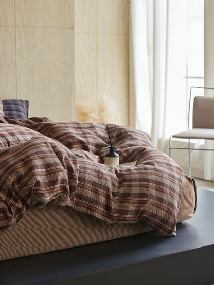 Brown Plaid Bedding Set