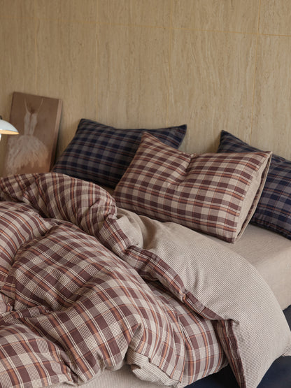 Brown Plaid Bedding Set