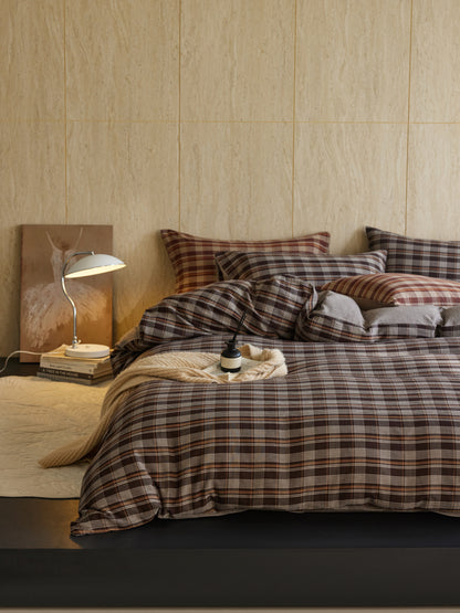 Brown Plaid Bedding Set