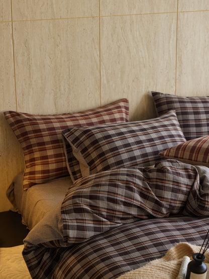 Brown Plaid Bedding Set