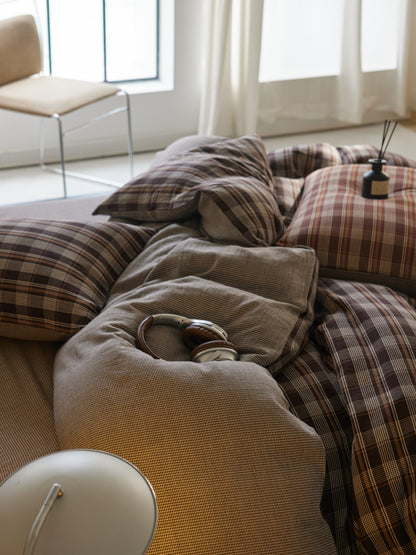 Brown Plaid Bedding Set