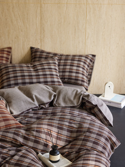 Brown Plaid Bedding Set