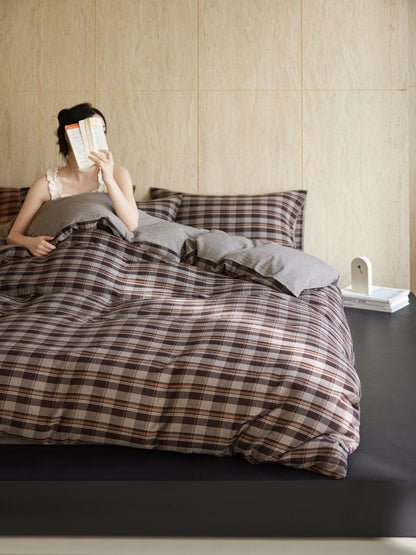 Brown Plaid Bedding Set