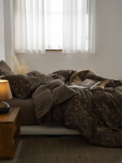 Brown Floret Bedding Set