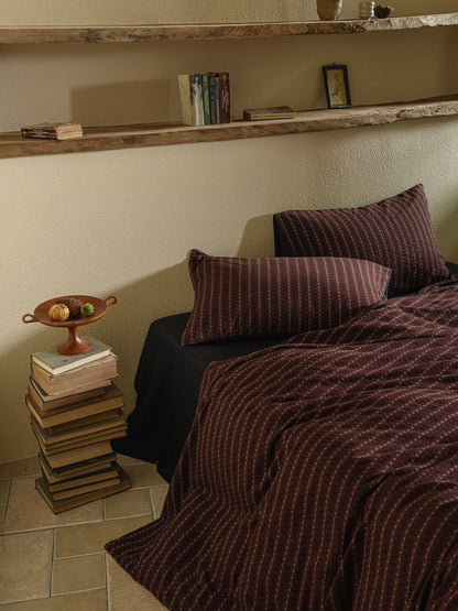 Brown Striped Bedding Set