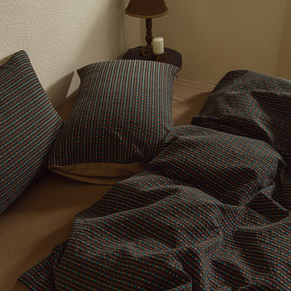 Dark Brown Striped Bedding Set