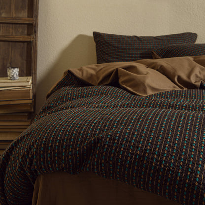 Dark Brown Striped Bedding Set