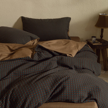 Dark Brown Striped Bedding Set