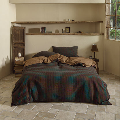 Dark Brown Striped Bedding Set