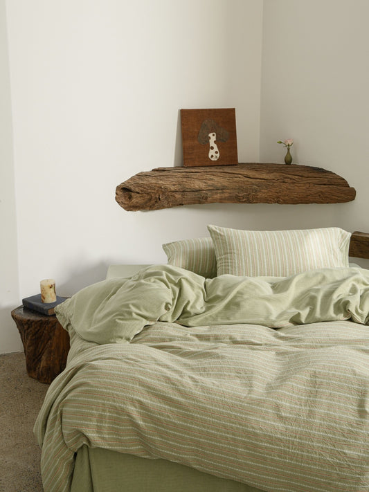 Sage Striped Bedding Set