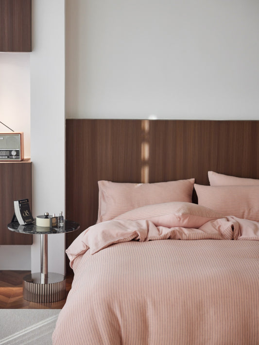 Pink Striped Bedding Set