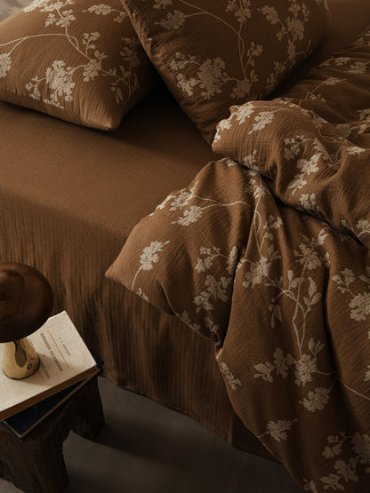 Brown Floral Bedding Set