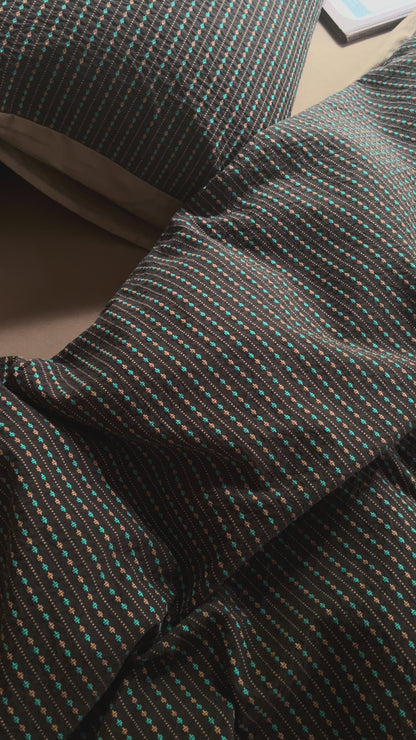 Dark Brown Striped Bedding Set